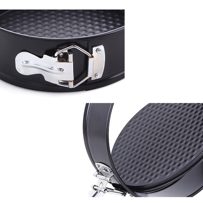 Life-C Cake Pan Mold [Hearted Round Square] with Non-stick Coating, Rolled Rim to Resist Warping Spring Latch... N7