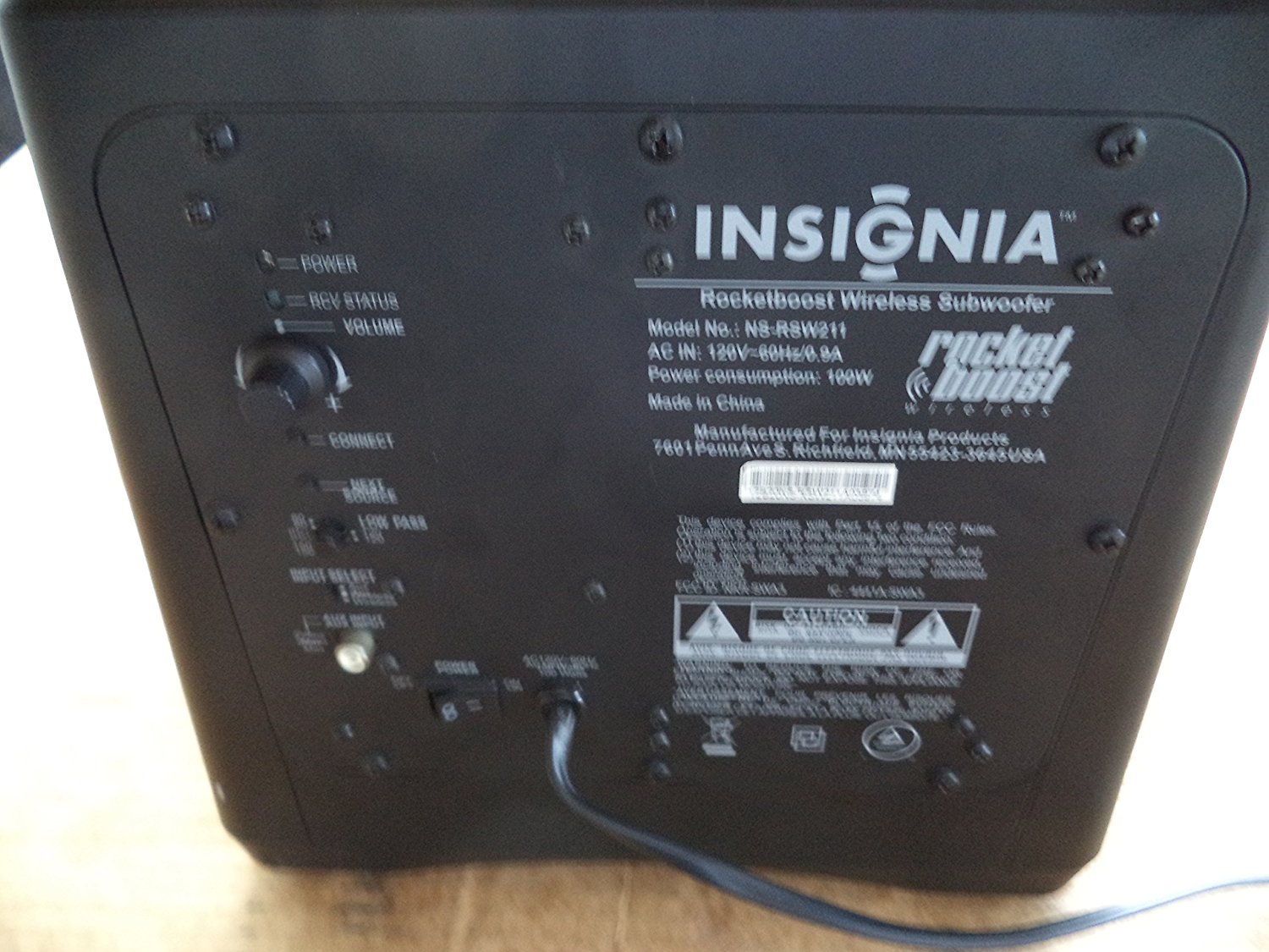 Insignia Rocketboost Wired/Wireless Subwoofer NSRSW211 N3 free image