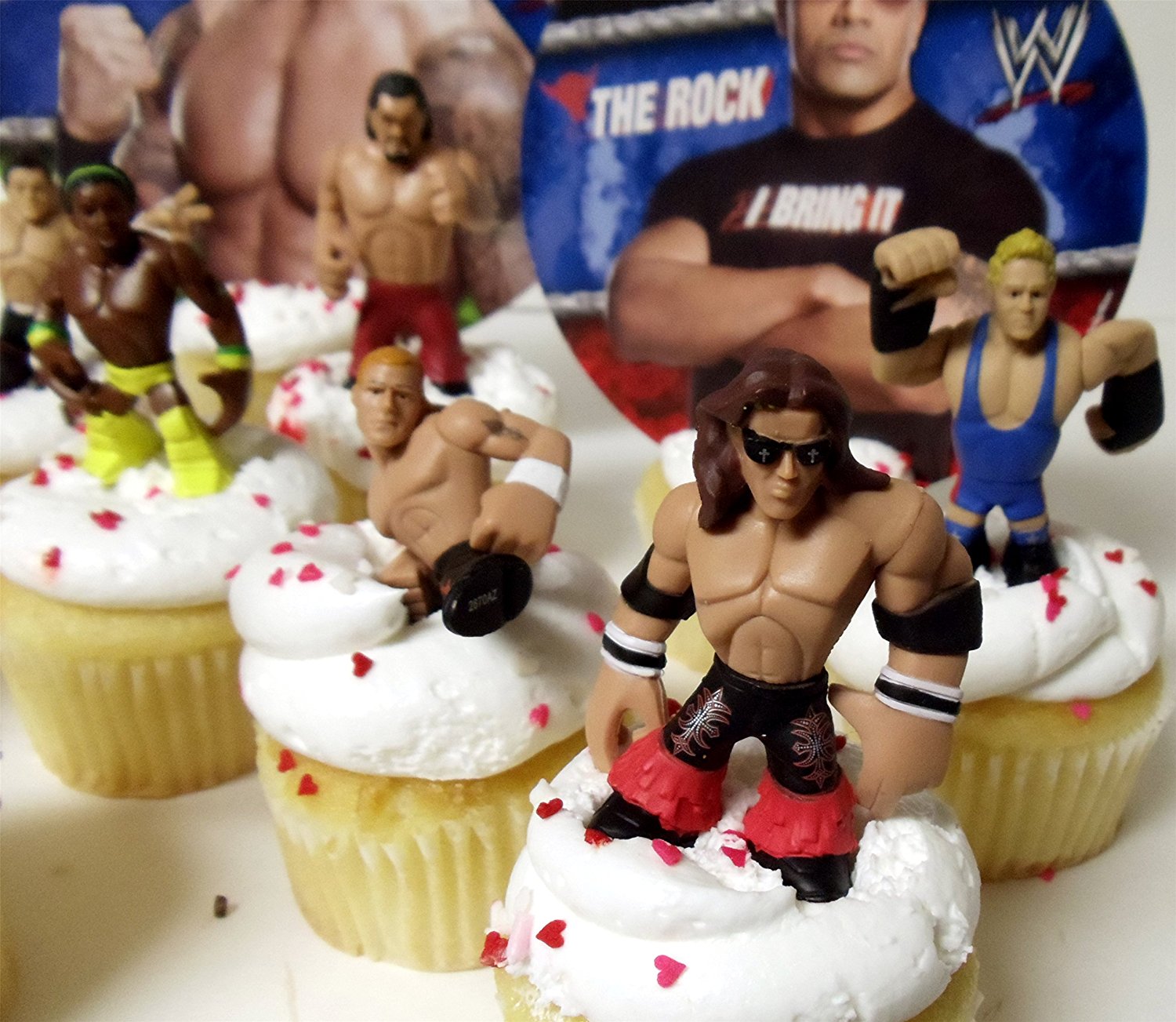 WWE 13 Piece Wrestler Rumblers Wrestling Birthday CUPCAKE Cake Topper