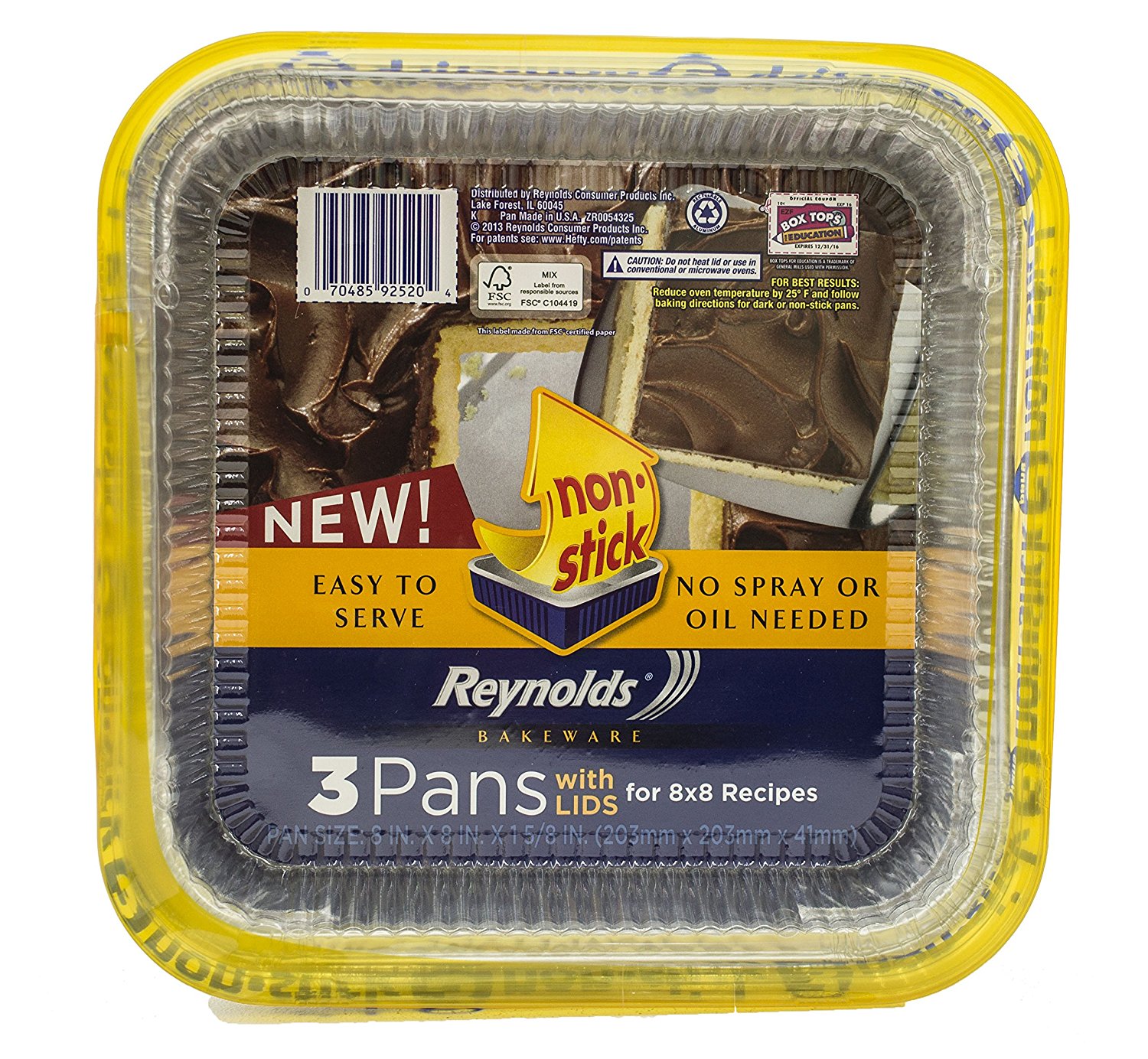 Ez Foil/Reynolds 00ZR92520000 EZ Foil Disposable Square Cake Pan With