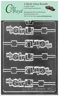 CybrTrayd B071 &quot;It&#039;s a Girl&quot; Lolly Chocolate Candy Mold, 3-Pack, Clear