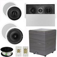 Theater Solutions 5.1 Home Theater 4 Speakers Set with Center 10" Powered Sub and More TS5C6CL51SET4