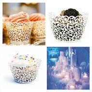 Amanadan 120 Vine Filigree Lace Baking Cup Muffin Case Trays, Artistic Bake hollow-out Cupcake Wrapper Liner for... N5