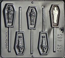 Coffin with Mummy Lollipop Chocolate Candy Mold Halloween