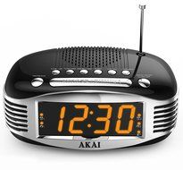 Akai Retro Style Radio Alarm Clock, Black (CE1500B) N3