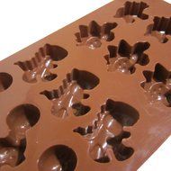 1 X Dinosaur Silicone Baking Non-stick Flexible Mold Muffin Pan Ice Tray, 12 Dinosaurs Chocolate Brown N7