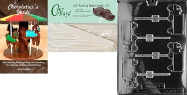 Cybrtrayd 45St50-J022 Truck Lolly Jobs Chocolate Candy Mold with 50 Lollipop Sticks, 4.5-Inch N4