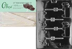 Cybrtrayd 45St50-J022 Truck Lolly Jobs Chocolate Candy Mold with 50 Lollipop Sticks, 4.5-Inch N5