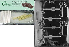 Cybrtrayd 45St50-J022 Truck Lolly Jobs Chocolate Candy Mold with 50 Lollipop Sticks, 4.5-Inch N6