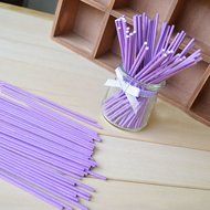 Dealglad 100pcs Paper Lollipop Sucker Sticks for Cake Pops Candy, 6-inch By 5/32-inch (Purple) N21