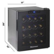 Wine Enthusiast, Digital Touch Screen Wine Cellar, Silent 16-bottle Capacity, Black Trim with 3 Removable Shelves N2