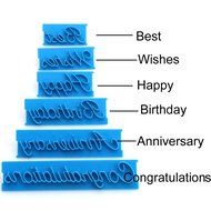 Fondant and Cake Mold, Handwriting Letter Shape, Blue, Set of 6pcs, for Birthday, Wedding, Festival, by Delight... N2