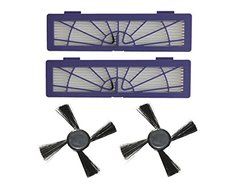 CIMC LLC 2 Side Brushes &amp; 2 High-Performance Filters replacement for Neato BotVac Series 945-0123 N2