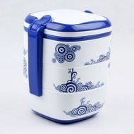 Blue And White Three Layer Food Safety PP Lunch Box 141419.5CM Food Container Microwave Oven Plastic N2