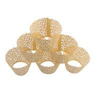 Mydio Set of 50 Cupcake Wrappers Wedding Birthday Decorations, Gold N7