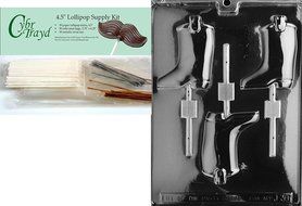 Cybrtrayd 45St25-J038 Boot Lolly Jobs Chocolate Candy Mold with 25 Lollipop Sticks, 4.5-Inch N5