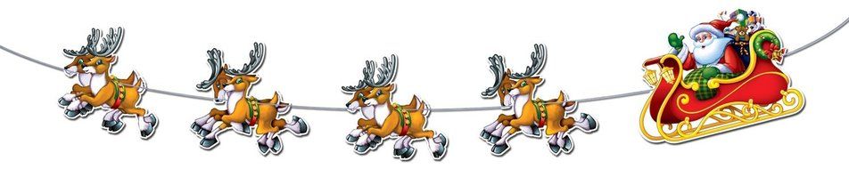 Beistle 1-Pack Santa and Sleigh Streamer, 8-Feet