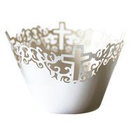 50 Cupcake Paper Cups Lace Muffin Cake Wrapper Cross Wedding Multi-color - Sky Blue, 5 cm 8 cm N2