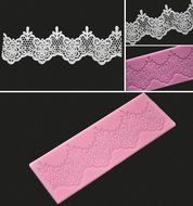 FOUR-C Silicone Lace Mat Decoration Pad Fondant Cake Mould Color Pink