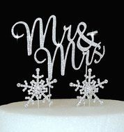 Lulu Sparkles LLC Crystal Rhinestone winter Wedding Monogram Mr &amp; Mrs &amp; Snow flakes Cake Topper Wedding Cake jewelry...