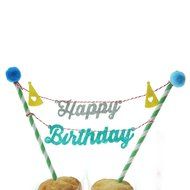 Hangnuo 1 Set DIY Cake Toppers Flags Banner Birthday Cake Flags Decoration N6