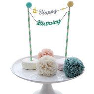 Hangnuo 1 Set DIY Cake Toppers Flags Banner Birthday Cake Flags Decoration N7