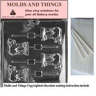 Molds and Things COW Lolly Chocolate Candy Mold With &copy; Molding Instruction+25 Lollipop sticks