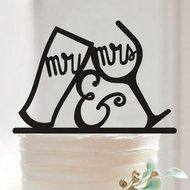 Mr and Mrs Wine Glass Cake Topper, Personalized Drinking Cup Wedding Birthday Party Cake Decoration