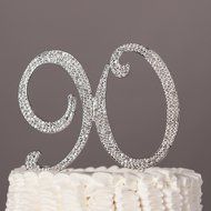 90 Cake Topper for 90th Birthday Rhinestone Number Party Supplies &amp; Decoration Ideas (Gold) N3