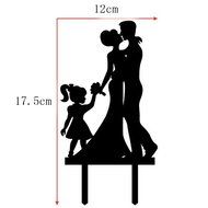 Ecape Acrylic Family Cake Toppers Wedding Cake Toppers Groom Kiss and Hug Bride with Little Girl Black Pack of 1 N4