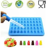Hompow 5 x 10 Cavity Silicone Bears Molds With a Bonus Easy Fill Dropper for Healthy Sugar Free Gummys Bear Vitamins... N7