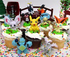 POKEMON GO 18 Piece Themed Birthday Cupcake Topper Set Featuring 12 RANDOM Pokemon Characters and Decorative Themed... N4