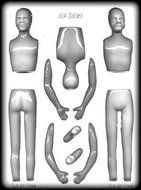 Male Figure - Body Parts Candy - Gum Paste Mold 43-9410