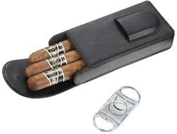 Visol VCASE706 Caldwell Brown Leather Cigar Case with Cigar Cutter N3
