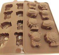 set of 4 chocolate candy molds, Lions/bears/hippos- silicone molds for ice, candy, chocolate, jellos, gummies,... N4