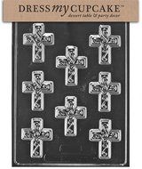 Dress My Cupcake Chocolate Candy Mold, Small Easter Cross with Swirl