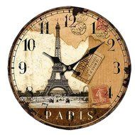 Vintage France Paris Colourful French Country Tuscan Style Paris Wood Wall Clock Home Kitchen Decoration
