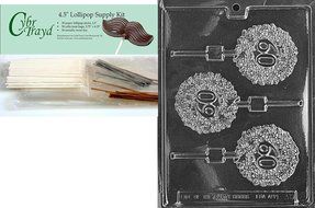 Cybrtrayd 60 Lolly Letters and Numbers Chocolate Candy Mold with Lollipop Supply Bundle of 25 Gold and 25 Silver...