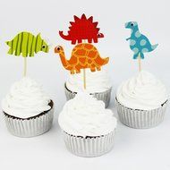 Winrase&reg; Pack of 24 Cute Dinosaur Kids Party Decoration Paper Cupcake Toppers (Dinosaur) N4