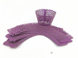 Yansanido 12 set pink Filigree Artistic Bake Little Vine Lace Laser Cut Cupcake Wrapper Cup Muffin Case Trays... N66