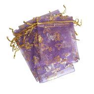 VAPKER 100pcs Butterfly Purple Butterfly with Metallic Organza Drawstring Pouches Jewelry Party Wedding Gift Bags...