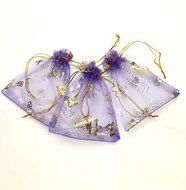 VAPKER 100pcs Butterfly Purple Butterfly with Metallic Organza Drawstring Pouches Jewelry Party Wedding Gift Bags... N2