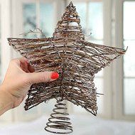 Factory Direct Craft Sparkling Natural Grapevine Star Tree Topper for Holiday Decor N2