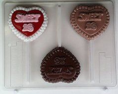 Ruffle edged hearts w/ "Sweet 16" N015 Numbers Chocolate Candy Molds
