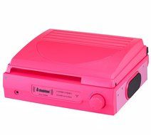 Steepletone ST-9008B Record Player 3 Speed 1980's Style Portable Battery Operated with Mains Adapter (NEON PINK)