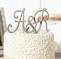 Gold Monogram Wedding Cake Topper Initials - Set of 3 Letters