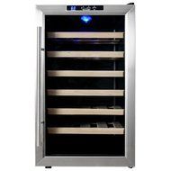 28 Bottle Single Zone Freestanding Wine Refrigerator Finish: Stainless Steel