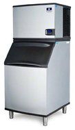 Manitowoc ID-0503W_B-570 550 Lb Water Cooled Full Cube Ice Machine w/ Storage Bin