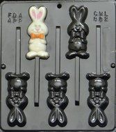 Whole Rabbit / Bunny Lollipop Chocolate Candy Mold Easter 882 N2