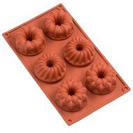 Sorbus 6-Cavity Silicone Fancy Mini Bundt Cake, Brown N2